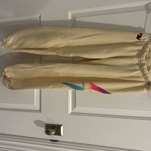 Aviator Nation Velvet Bolt Sweatpants in Vintage White size XS
